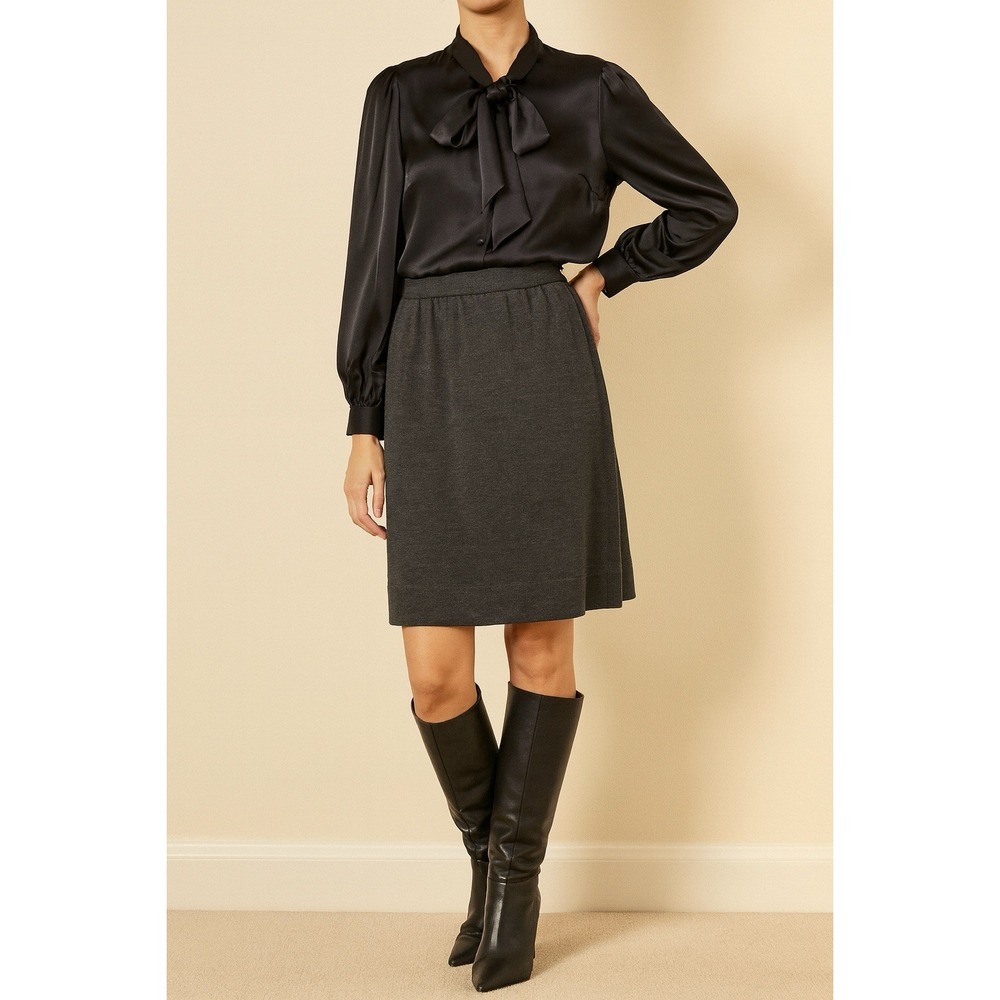 St. John Collection by Marie Gray Skirt Santana‎ Knit Gray Career Quiet Luxury